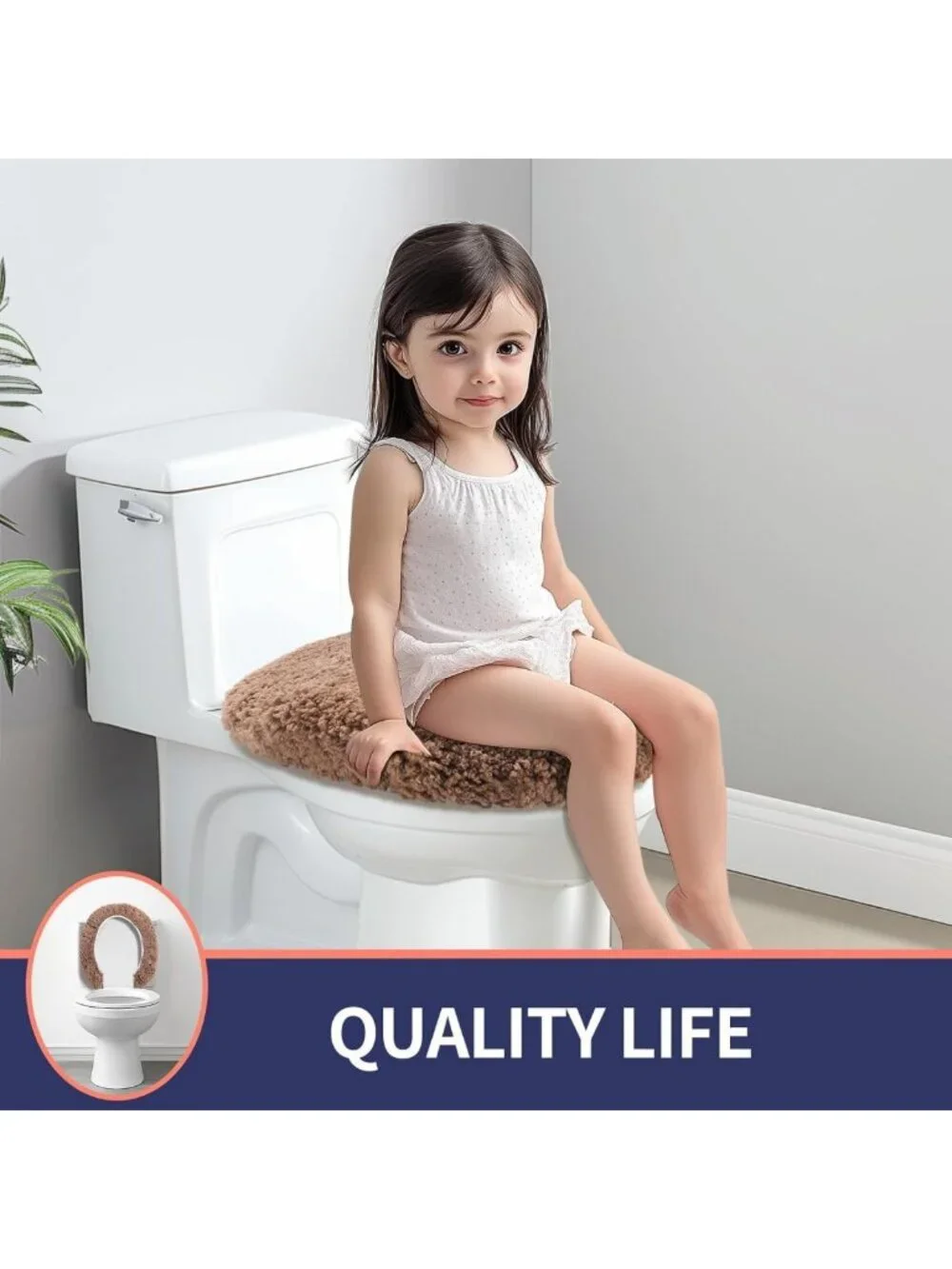 Machine Washable Microfiber Toilet Seat Cover - Adjustable Fit for Elongated